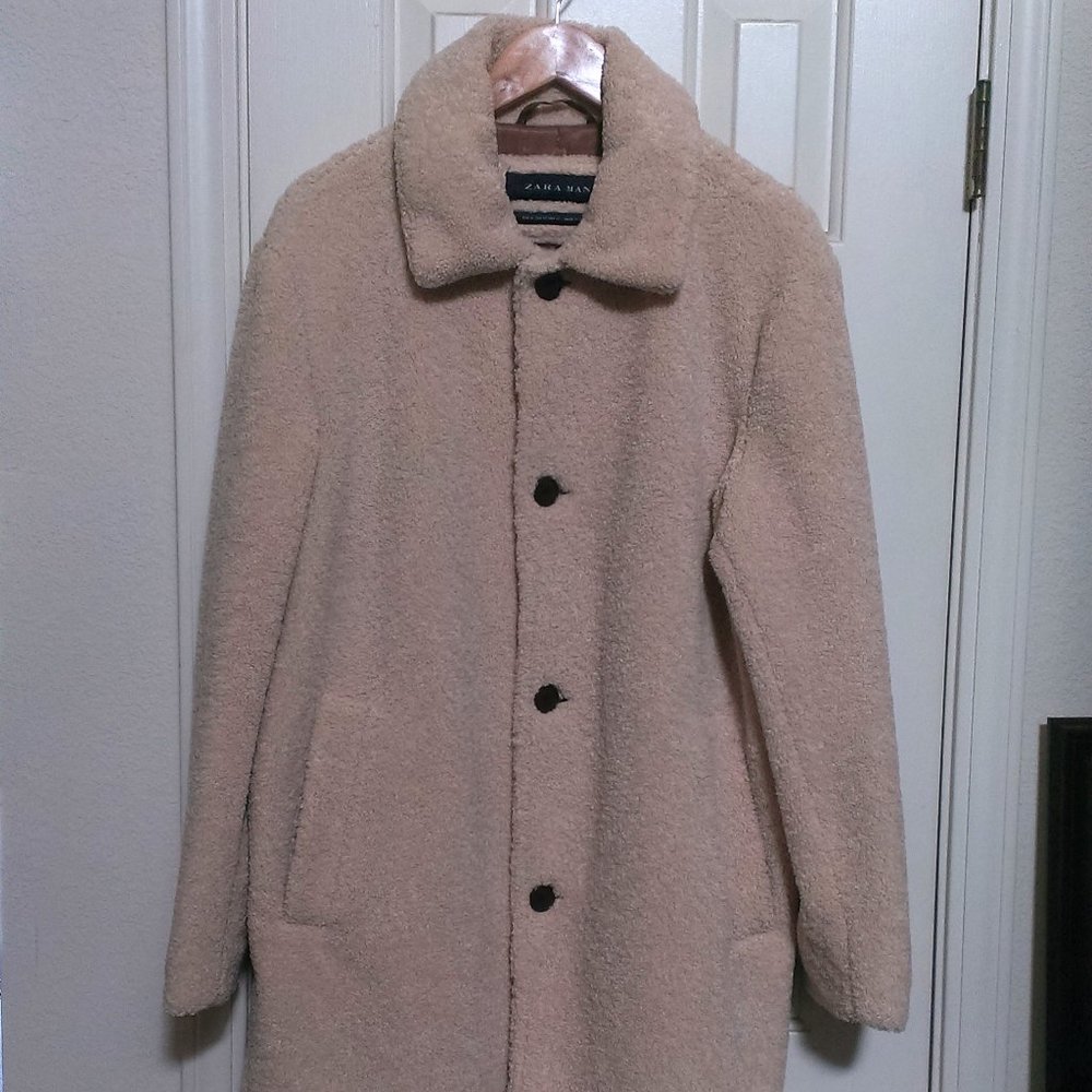 Zara Men's Teddy Topcoat Medium Mex 40